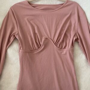 SHEIN Pink Fitted Ruched long Dress